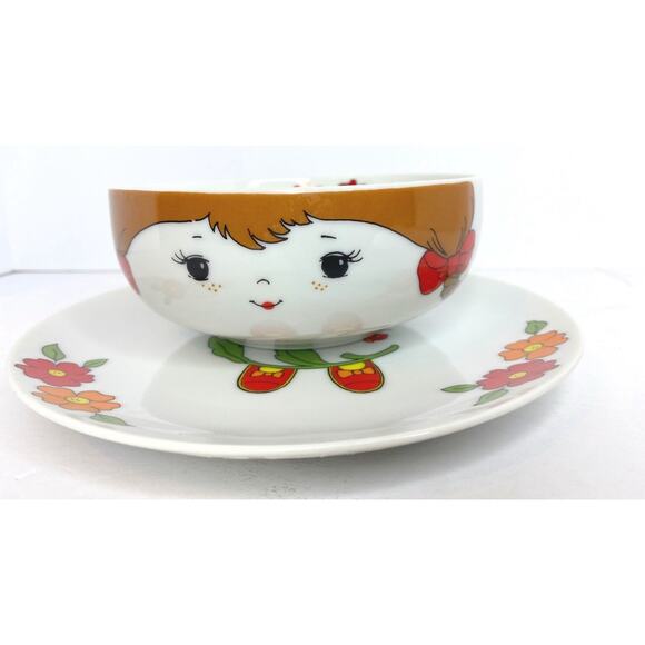 Fred Roberts 70s Farm Girl Stacking Porcelain Bowl Dish Set Japan Childs Vtg - Picture 3 of 13